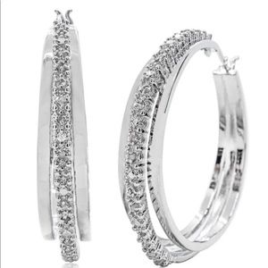 New 1/2 Ct Tw Half Carat Diamond Hoop Earrings, Notched Posts